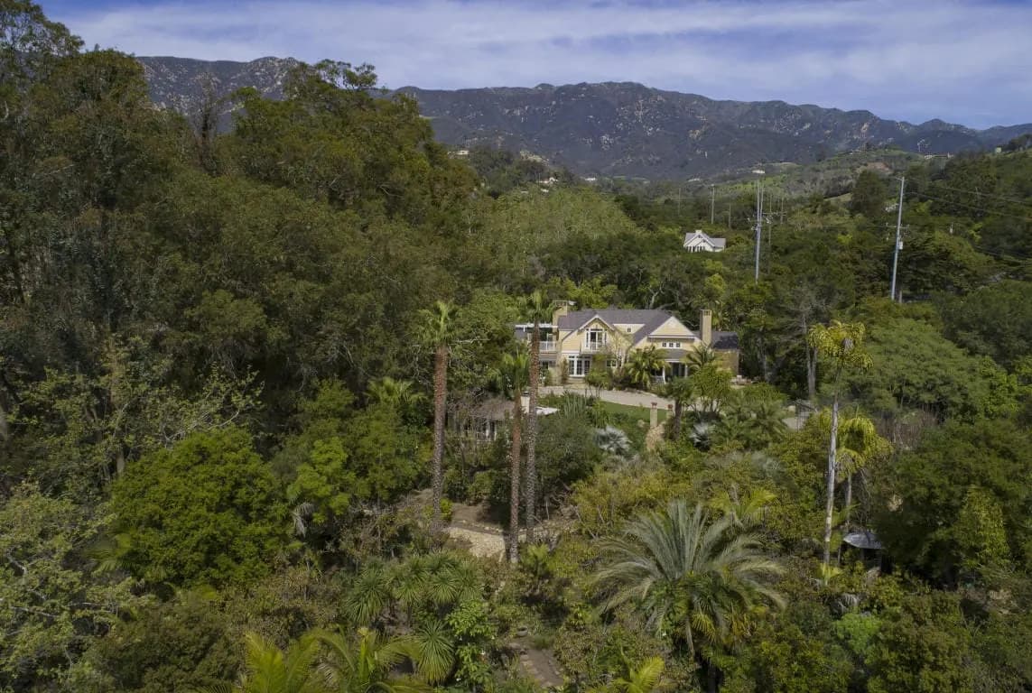 Aerial view of a Toro Canyon estate wired by Godfrey Electric
